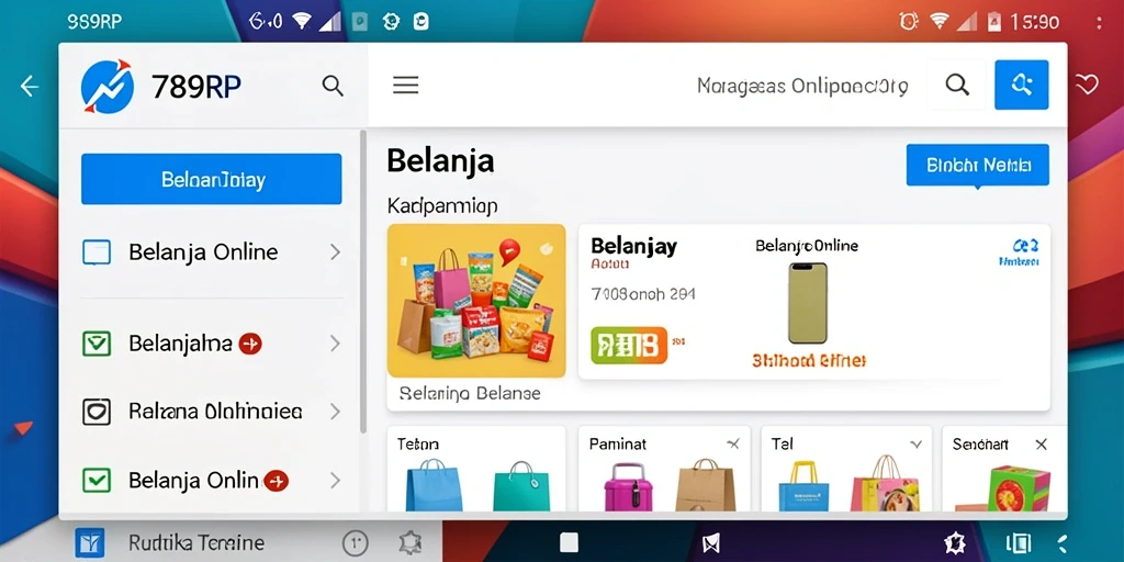 Tampilan antarmuka aplikasi 789RP untuk Belanja Online yang modern.