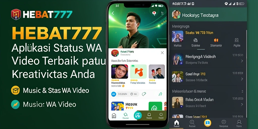 Tampilan antarmuka HEBAT777 untuk aplikasi Status WA Video