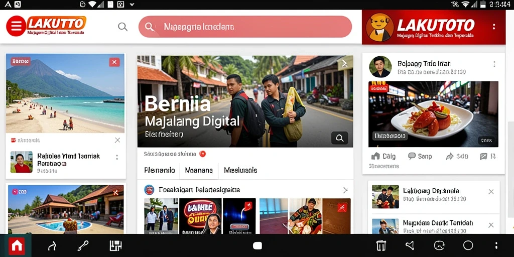 Antarmuka menarik dari aplikasi LAKUTOTO yang penuh dengan konten berita.