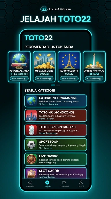 Tampilan katalog aplikasi toto22