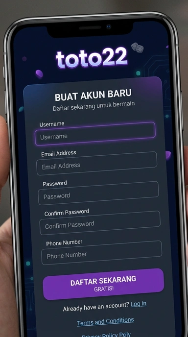 Tampilan halaman daftar toto22