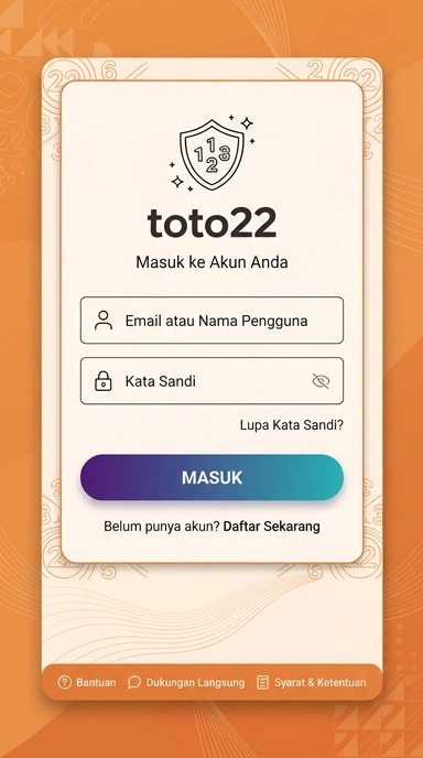 Tampilan halaman login toto22